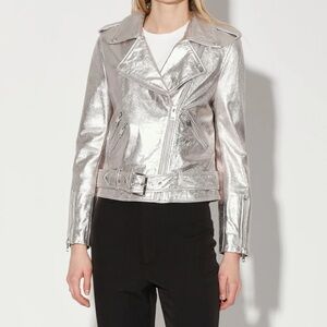 Walter Baker Metallic Silver Leather Jacket